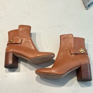 Tory Burch Kira Leather Ankle Boots In Brown, Size 10M Women’s